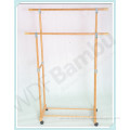 New Product for 2015 Eco Bamboo Collapsible Clothing Rack with Universal Wheels